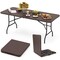 6 Feet Wood Grain HDPE Folding Table with Safety Lock and Metal Legs Perfect for Outdoor Use